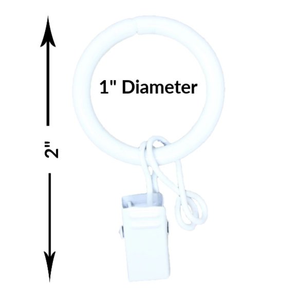 Curtain Drapery Rings with Clips and Eyelets - 1" - Picture 1 of 2